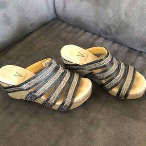 Rhinestone Grey Wedges